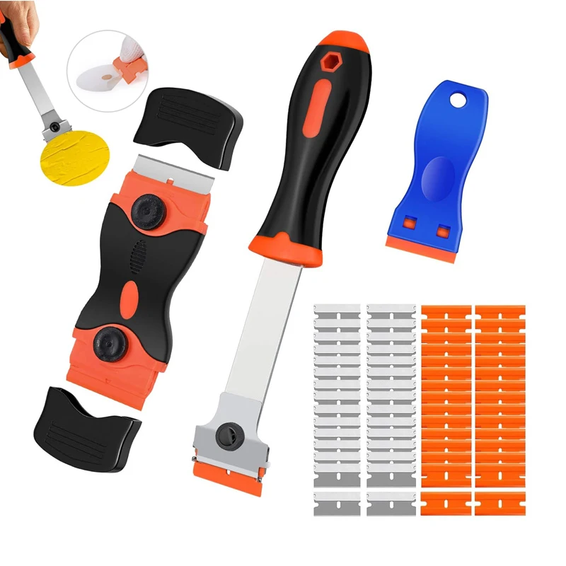 

Razor Blade Scraper Tool Double Edged Glass Scraper with Metal Plastic Blades Multi-Purpose Scraper for Removing Stickers Decals