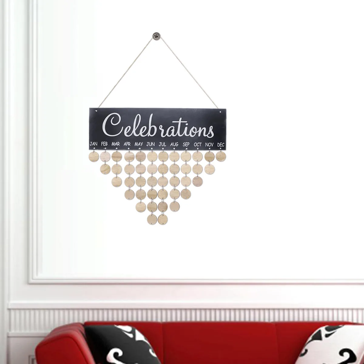 

Wooden Calendar Plaque 40x12x0.5cm Home Wall Decor Birthday Reminder Creative Hanging Board nament DIY Wood Craft Gift