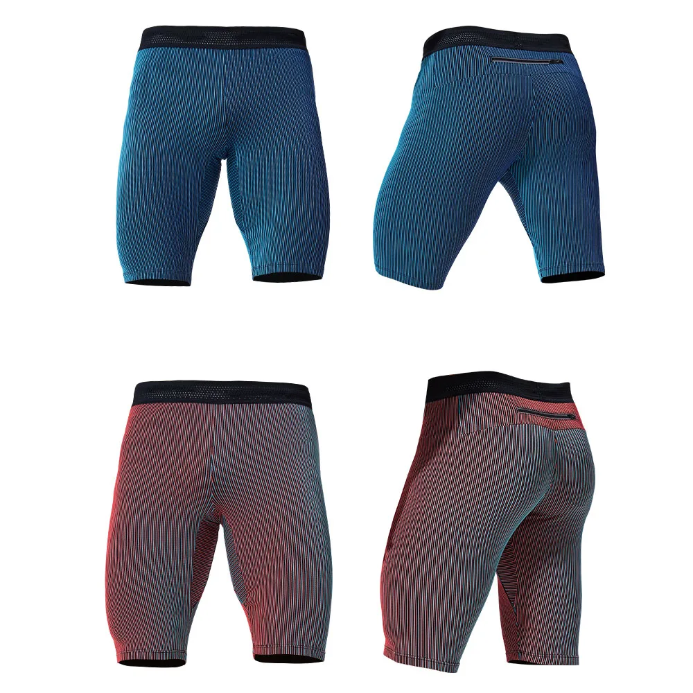 Marathon Compression Shorts Quick Dry Running Training Fitness Leggings Bodybuilding Tights Sports Men Gym Male with Waist Bag