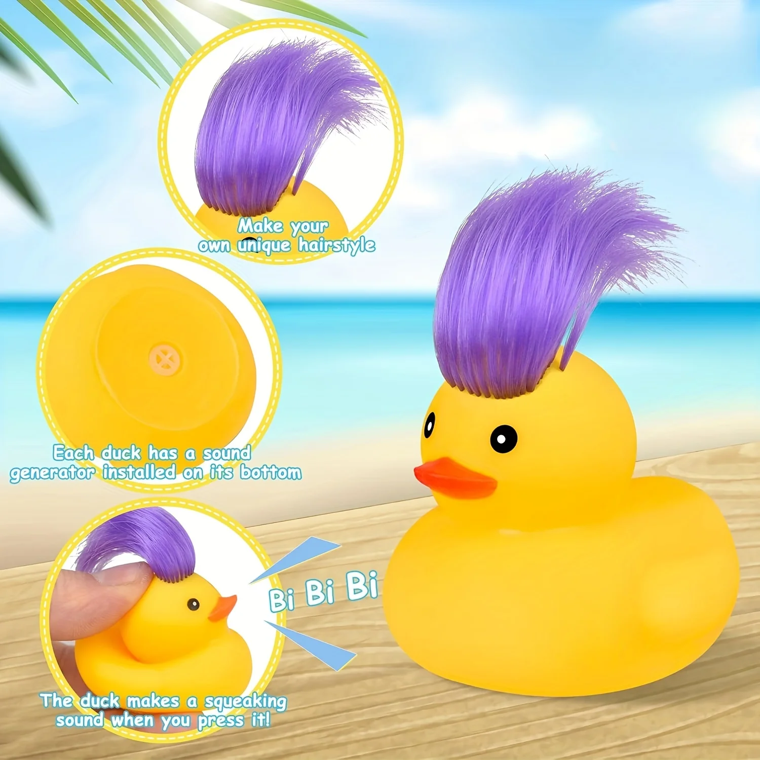 20pcs Rubber Ducks Bath Toys with Wig, Cute and Funny Small Rubber Ducks Bathtub Toys Shower Toys