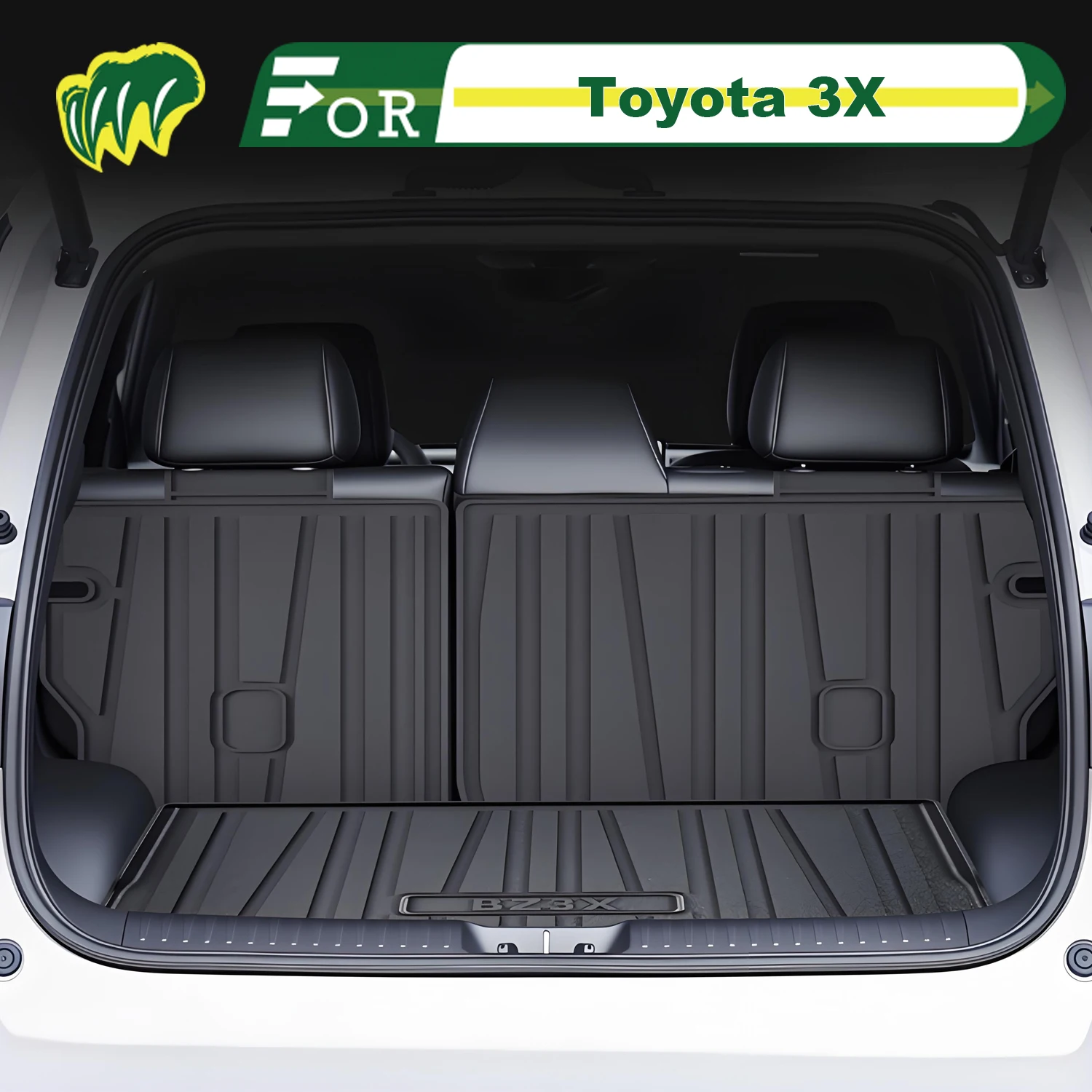 

For Toyota 3X 2025 TPE Custom Fit Car Trunk Mat All Season Cargo Mat 3D Shaped Rear Trunk Liner Chair-back Protection Mat