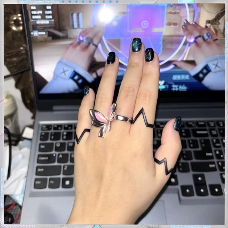 Juego de anillos ajustables de clavo VALORANT, juego de Anime, accesorio de Cosplay derivado secundario, juguete para regalo coleccionable, novedad de 2025