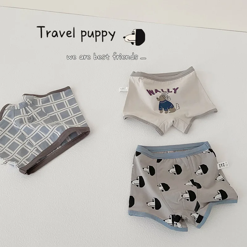 3Pcs Pack 2022 spring plaid baby underwear boxer cotton cartoon boy underwear