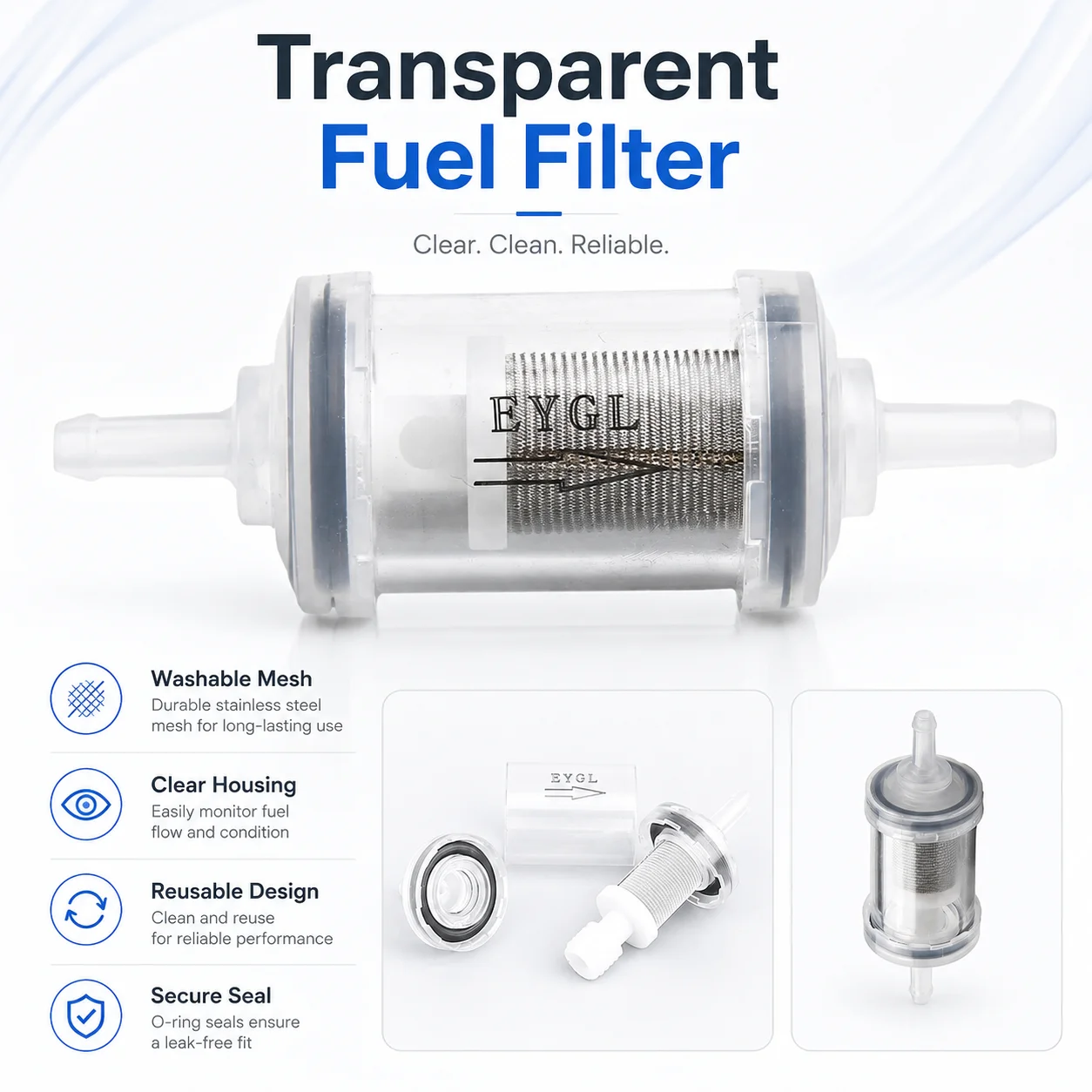Transparent Removable Washable Fuel Filter Stainless Steel Mesh Filter Element For Motorcycle Parking Heater Diesel Filter