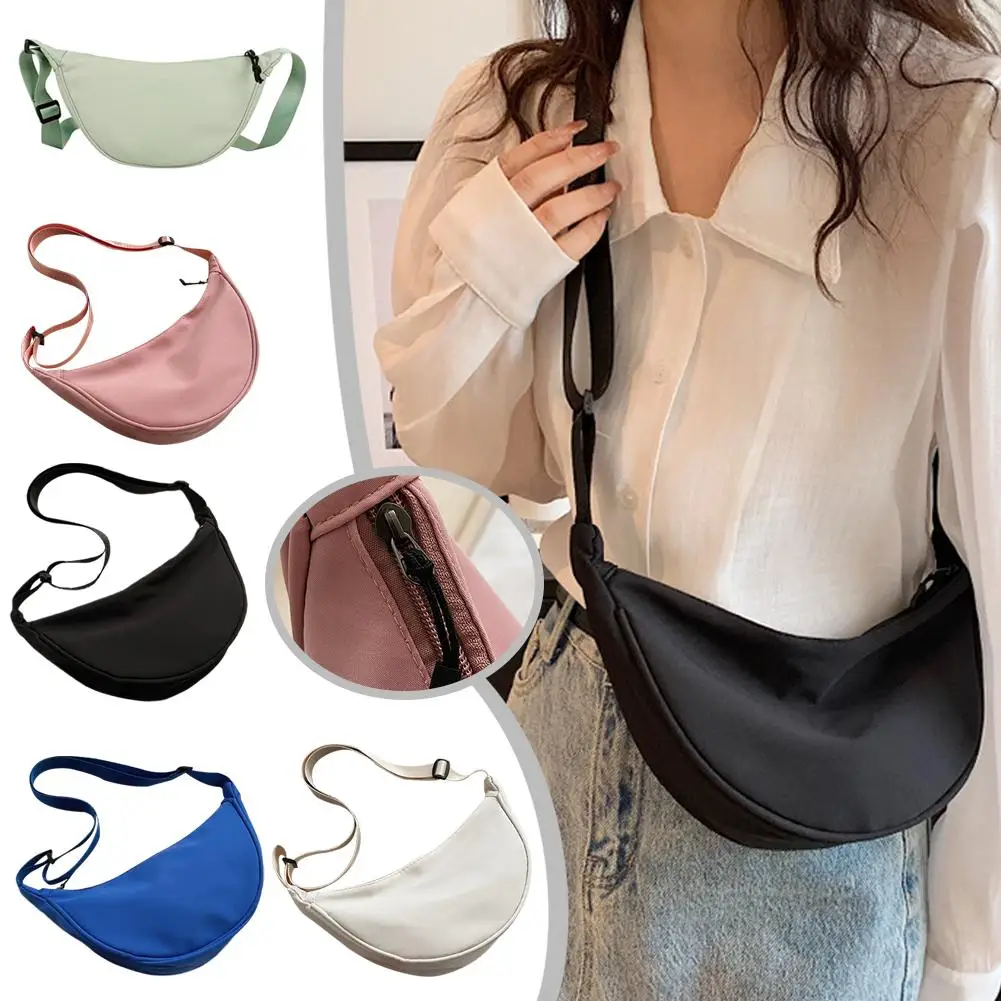 Borsa a tracolla in Nylon per donna moda portatile Casual Hobos Sport borsa a tracolla borsa ascellare studenti borsa a tracolla a forma di gnocco