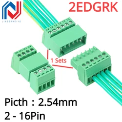 1set/lot 2EDGRK-2.54MM Micro Terminal Block Plug-in 15EDG 2P/3P/4P/5P-16P Male and Female Set Green Screw 2EDG-2.54mm Terminal