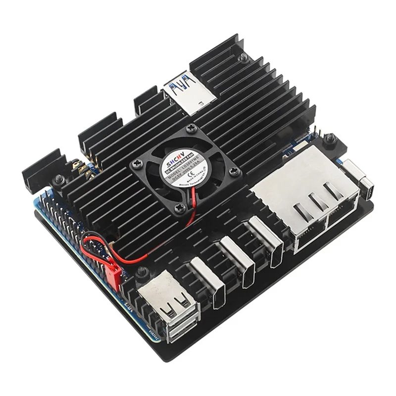 M05K For Orange Pi 5 Plus Aluminum Case Active Passive Metal Cooling Radiator with Cooling Fan Heatsinks Metal Shell