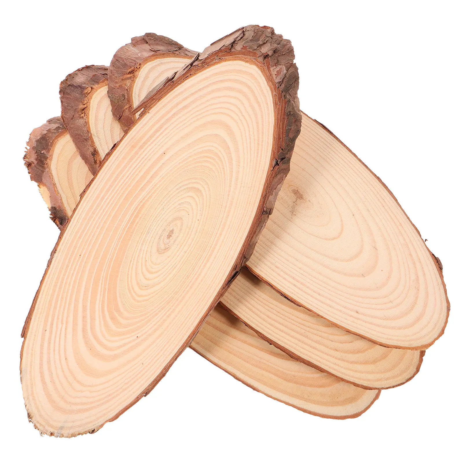 4Pcs Unfinished Oval Wood Slices Natural Grain Blank Craft Wood Pieces for DIY Pyrography Painting Rustic Decor Centerpieces
