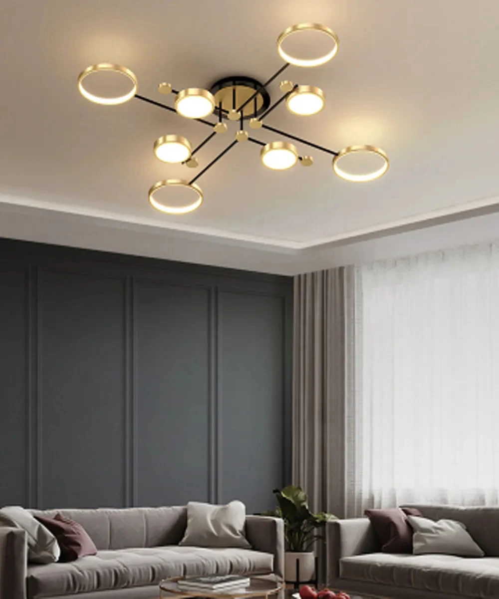 

Modern Pendant Light LED Nordic Lamp Gold Black Hanging Chandelier Ceiling Lights Dimming Remote Control Lighting Fixture CX116W