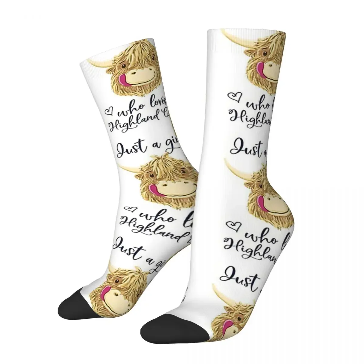 Just A Girl Who Loves Scottish Highland Cows Socks Super Soft Stockings All Season Long Socks Accessories for Man's Woman Gifts