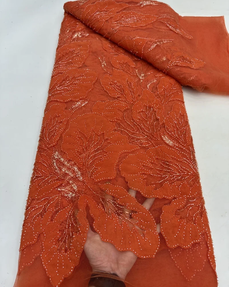 Africa Nigerian Beaded French Mesh Lace With Sequins High Quality 2025 Embroidery Lace Sequins Lace For Wedding Dresses Women