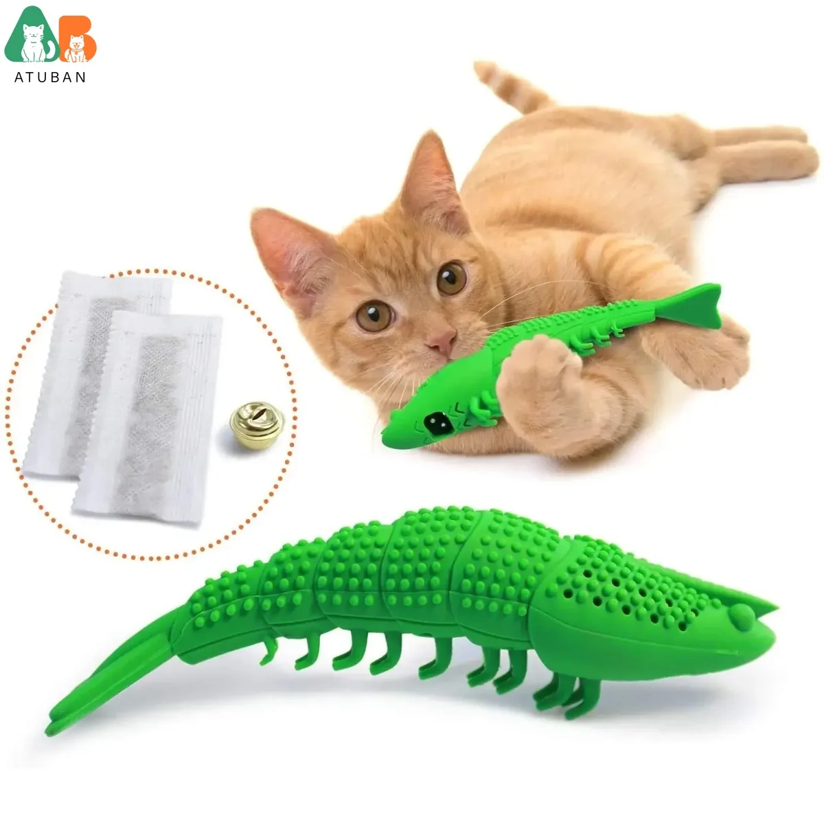 

ATUBAN Cat игрушечная зубная щетка-прочная жесткая Резина-уход за кошками, Интерактивная зубная щетка для кошек, жевательная игрушка, игрушка для кошек
