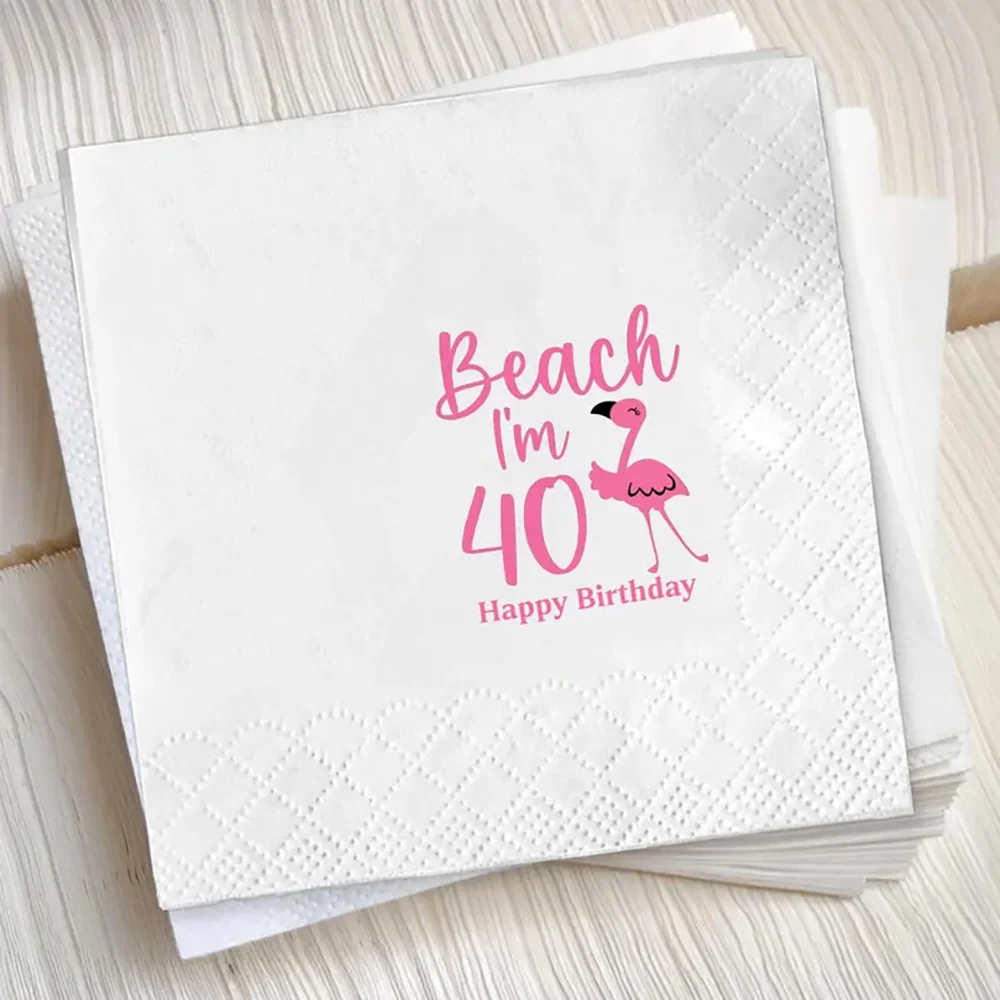 20 Stück Cocktail-Papierservietten „Cheers To 40 Years Old“, lustige Dekoration für die 40. Geburtstagsfeier, Dessertservietten, elegantes Geschenk für Frauen – Detail 4