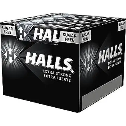 CARAMELOS HALLS EXTRA FUERTES MENTA SIN AZUCAR CAJA 20 UNDS