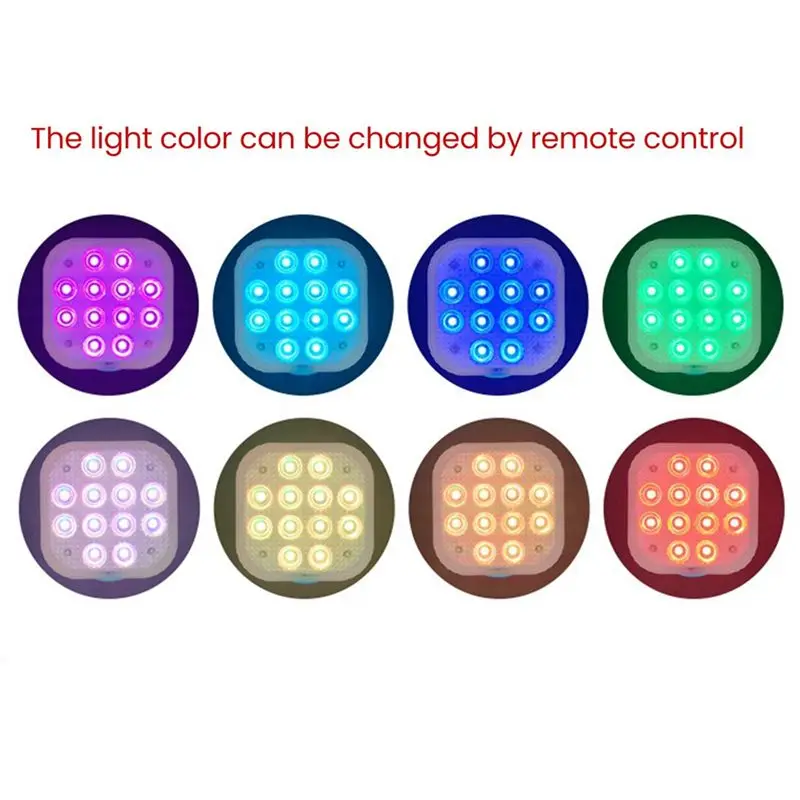 ABLL-4Pcs Rechargeable Submersible Pool Lights With Remote, IP68 Waterproof 16 Color Changing LED Lights With Glue