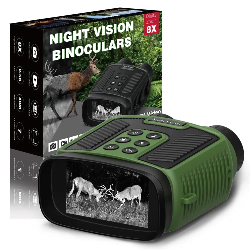 

DT59 Binocular IR Night Vision Device 2.5K Vidoe 40MP 3inch Screen 850nm 8X Digital Zoom for Hunting Camping 250-300m Full Black