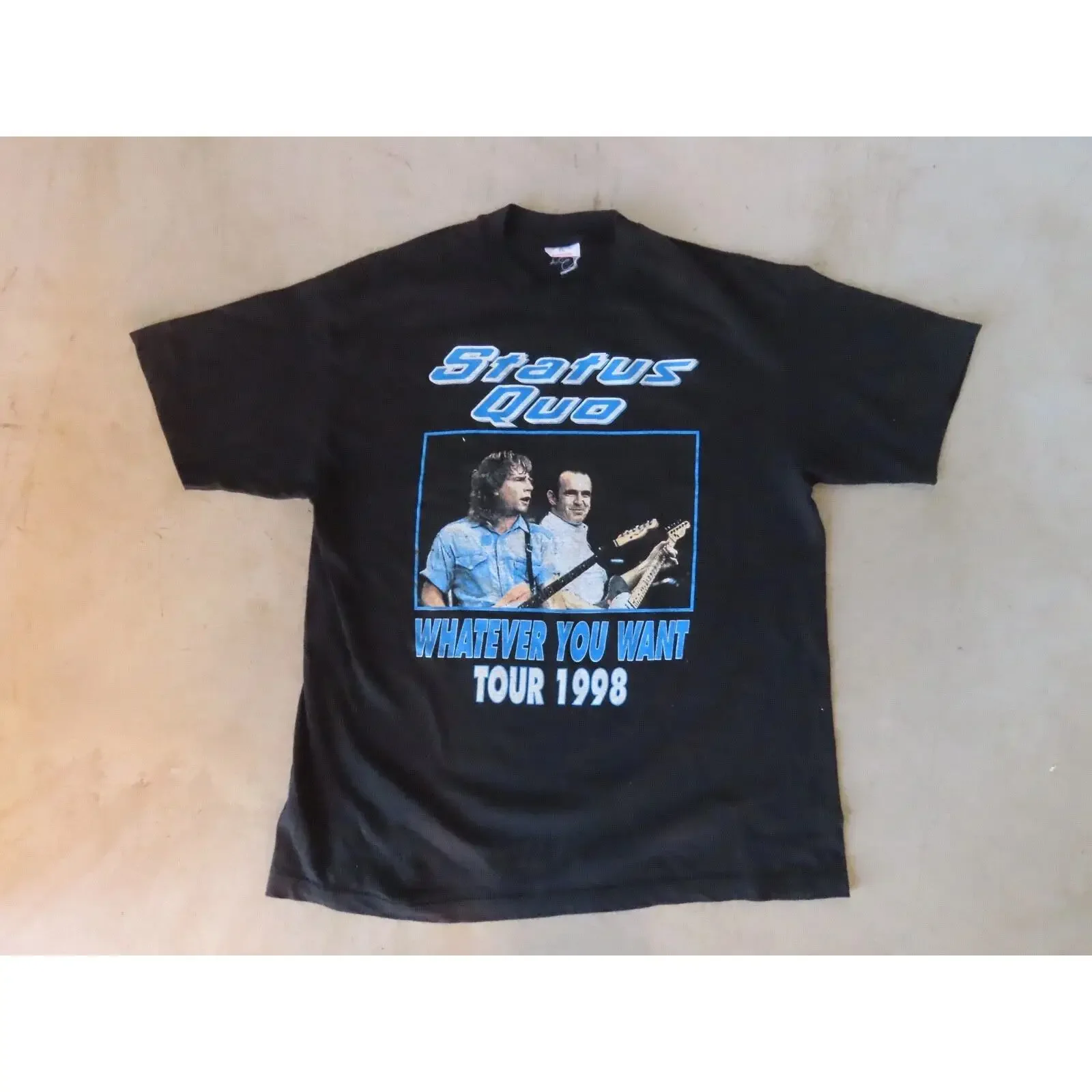 Vintage Status Quo Whatever You Want Tour 1998 T Shirt XL Rock Musik Memorabilia vintage Washed homme Top For Everyday Wear