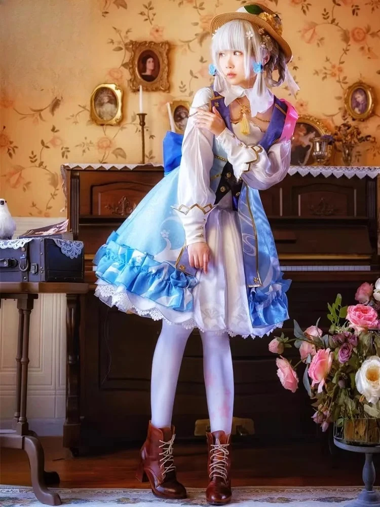 

In Stock Ayaka New Dress Outfit Cosplay Costume Springbloom Missive Kamisato Аяка Genshin Impact Set Wig Halloween Xmas