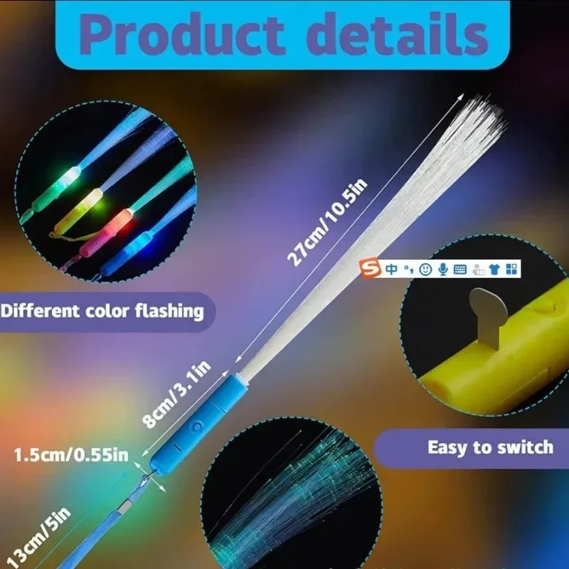 12pc LED Fiber Optic Stick,glow in The Dark Colored Light Stick,outdoor Glow Dance Props for Concert,supplies for Carnival Party