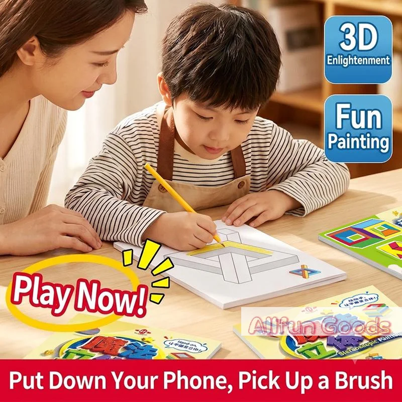4/1Pcs 3D Magic Stereoscopic Painting Creative Fun Magic For Kindergarten 3-7 Years Old Thinking Training Coloring Sketches