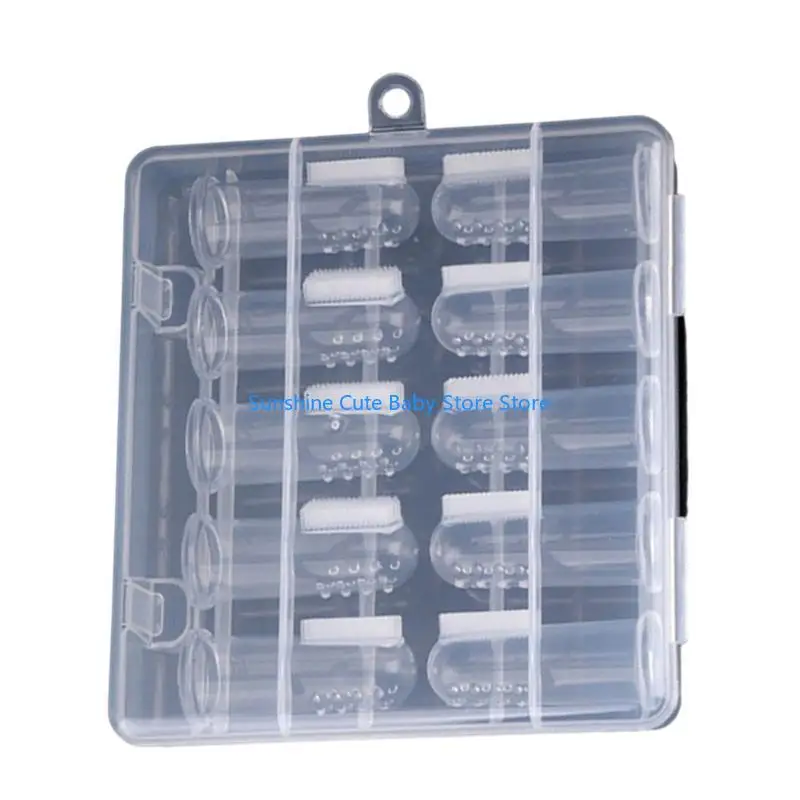 

C5AF Infant Training Brush set Clear Silicone Finger Brush set Finger Brushes Simple Operation for Gentle Massage