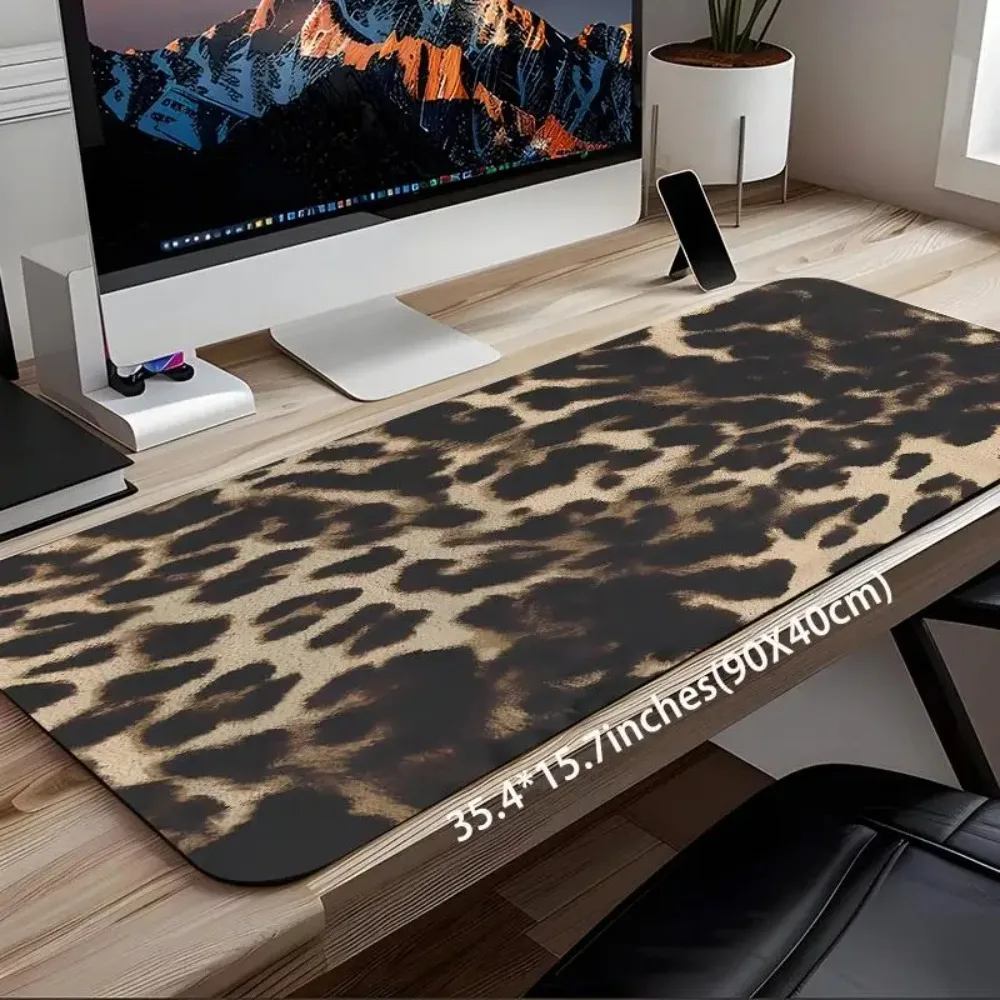 CIFBUY Leopard Print Gaming Mouse Pad Large Extended Desk Mat Non Slip Rubber Base Washable Office Women Gamers Keyboard Rug Mat