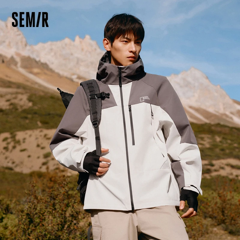 Semir Down Jacket Men Three-in-One 2024 Winter New Colorblocked Stand-Up Collar Protective Outerwear