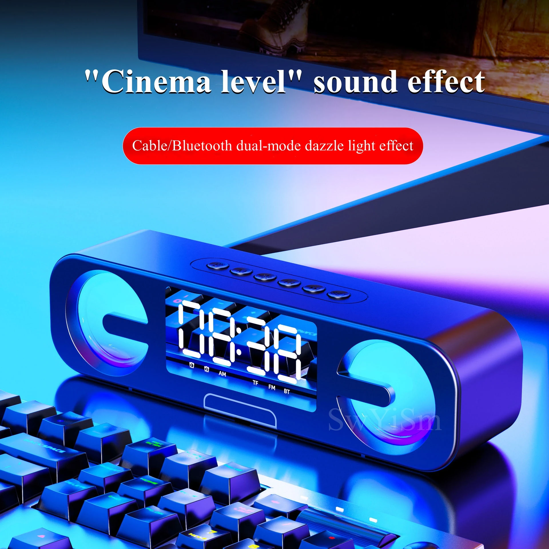 Multifunctional Specular Surface Wireless ลำโพงบลูทูธนาฬิกา/นาฬิกาปลุกจอแสดงผลกลางแจ้งแบบพกพามือถือคอมพิวเตอร์ Sound Box