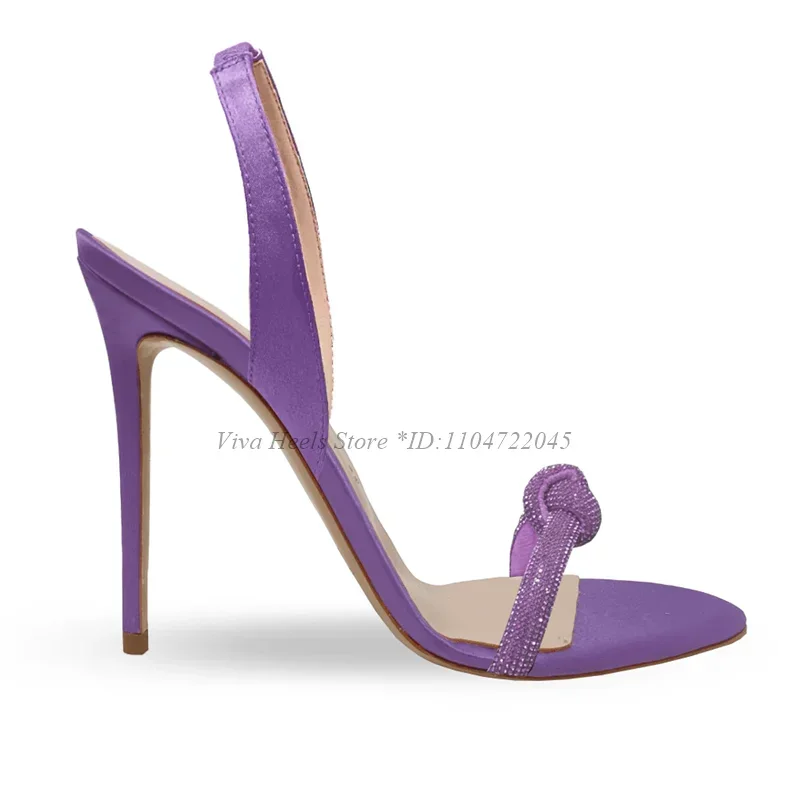 Summer Stiletto Crystal Bow Satin Colorful Sandals Women's Big Size Sexy High Heels Blue/Black Party Designer Cheap Shoes