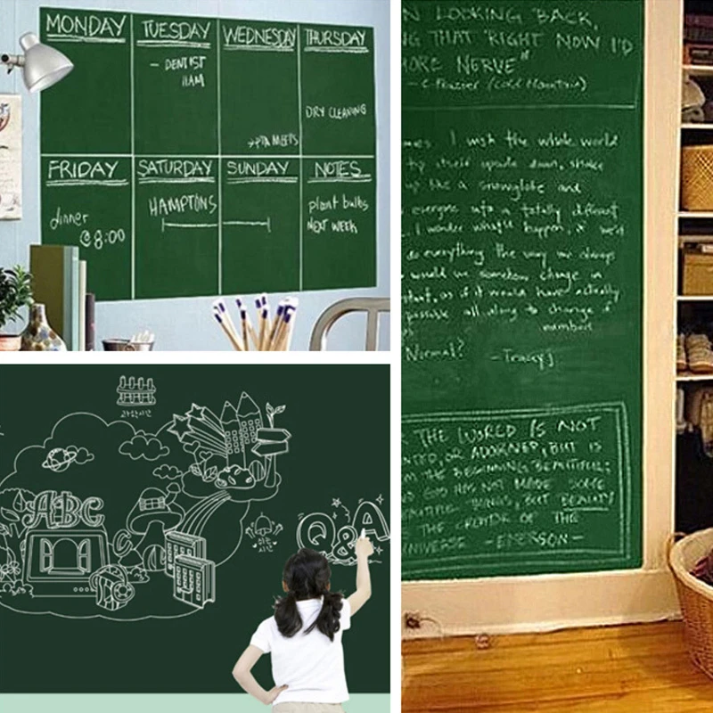 Green Blackboard Wall Stickers Chalkboard Wallpaper Roll Self-adhesive DIY Erasable Blackboard Sticker