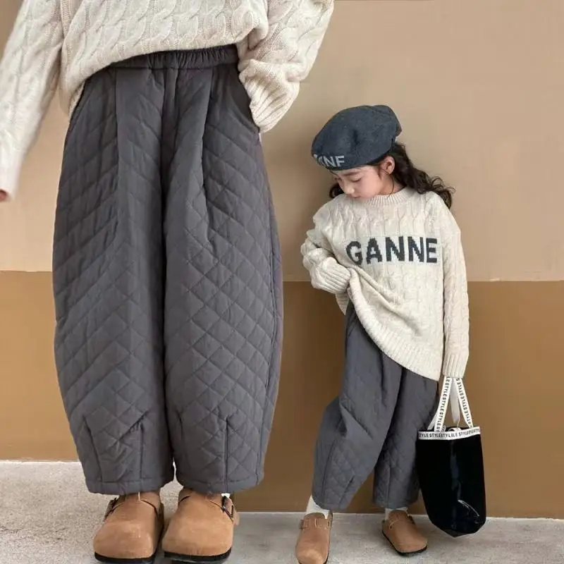 

Autumn And Winter Girls' Cotton Pants 2025 New Children's Thickened Clip on Cotton Pants Kids Outerwear Loose Trousers