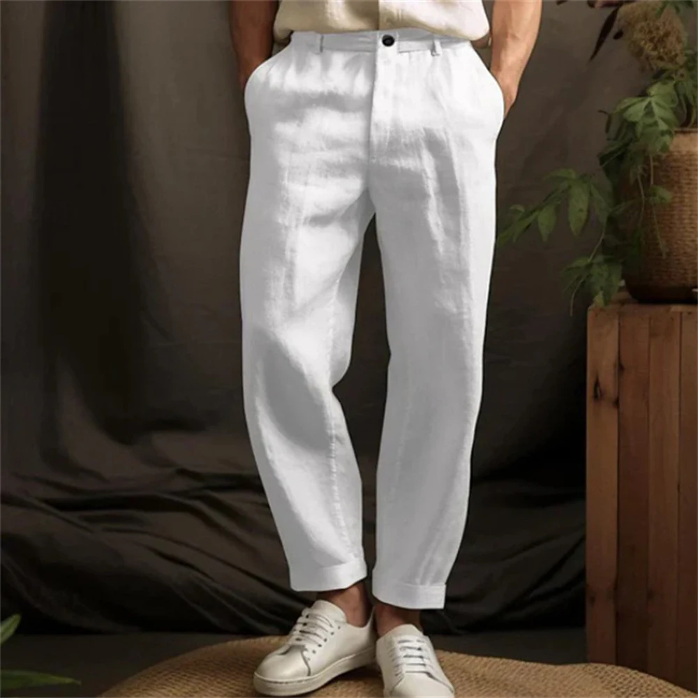 

Mens Casual Trousers Linen Classic Outdoor Straight Trousers Spring Light Breathable Daily Simple Trousers Men'S Clothing 2025