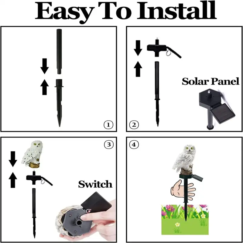 Luz de jardín de búho Solar para exteriores, lámpara LED de césped para decoración de jardín, luces de Navidad impermeables, poste de lámpara Solar para exteriores