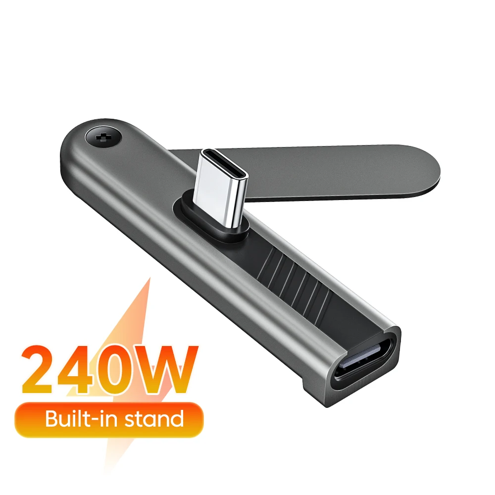 240W USB C para USB C 360 °   Adaptador de Suporte Rotativo Tipo C para Carregamento Super Rápido de Celular, Suporte para Cabo para iPhone 17 16 Samsung