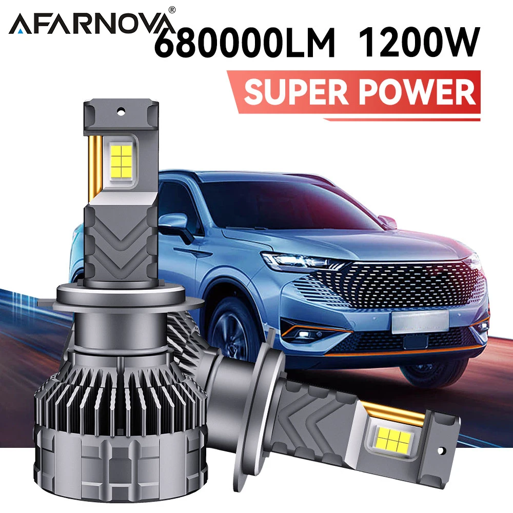 

Afarnova Upgraded LED Headlight 680000LM 1200W H7 LED Canbus H4 H11 Car Bulbs H1 H3 H8 H9 HB3 9005 HB4 9006 9012 HIR2 Car Lights