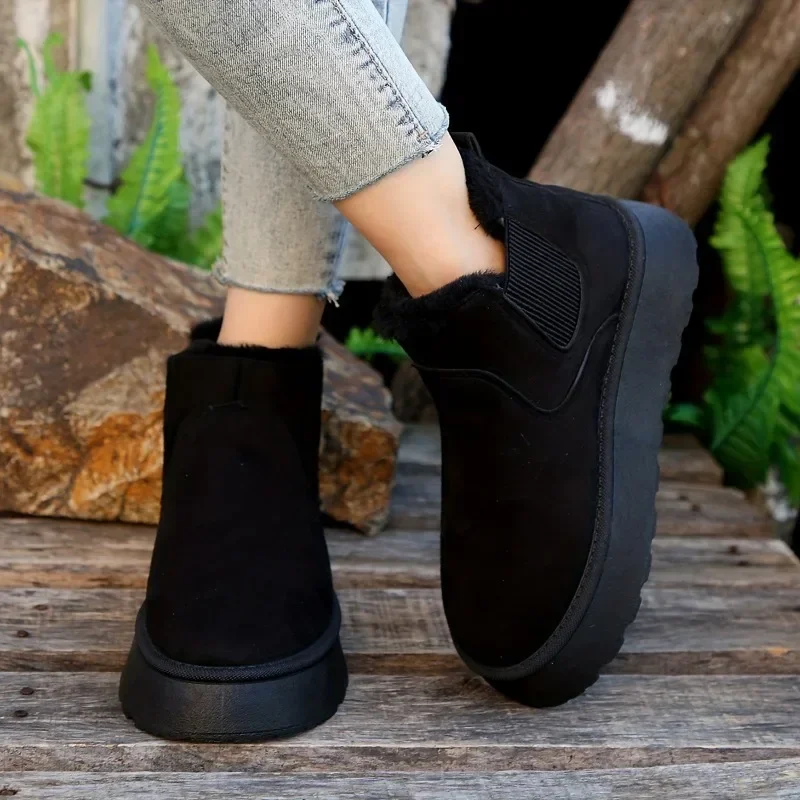 Ankle Boots Women New Rubber Thick Sole Winter Boots for Outdoor Elevated Comfort Warm Walking Cotton Shoes Fashion Snow Boots