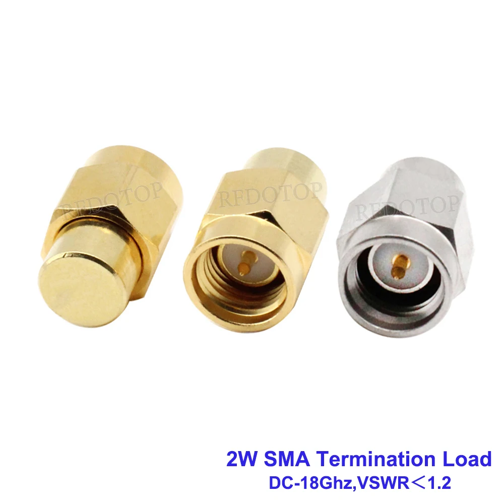 1Pcs 2W DC-18GHz SMA Male Connector RF Coaxial Termination Dummy Load SWR＜1.2 50 Ohm Socket Brass Straight Coaxial RF Adapters