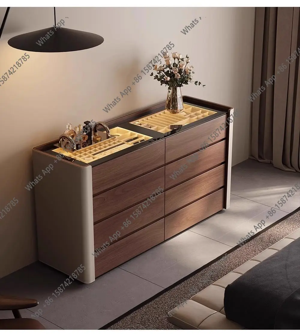 

Italian retro high-end home cloakroom, bedside storage, jewelry cabinet, bedroom, solid wood locker