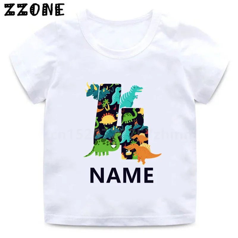 Boys T Shirts Happy Birthday 1 2 3 4 5 6 7 8 9 Years Kids Tshirt Cartoon Dinosaur T-shirts Children Tops Girls Clothes,HKP2684