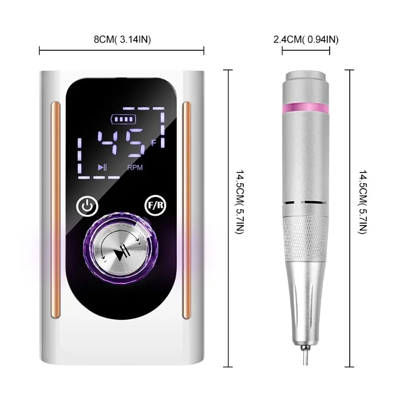 

Nail Rig Rechargeable Low Noise Nail Sharpener with LCD Base and Clip 45000 Rpm