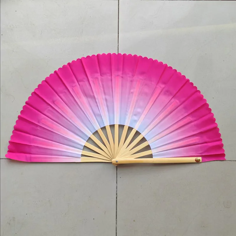 Gradient color bamboo magnolia double fan Kungfu mulan fan tai chi performance one pair