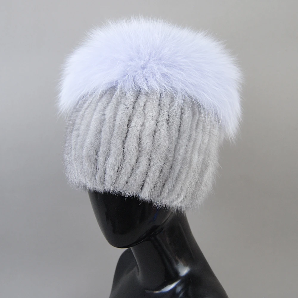 2024 Hot Sale Brand Women Winter Fur Hats Real Mink Fur Hat Thick Warm Fashion Knitted Fur Beanies Female Good Quality Fur Cap