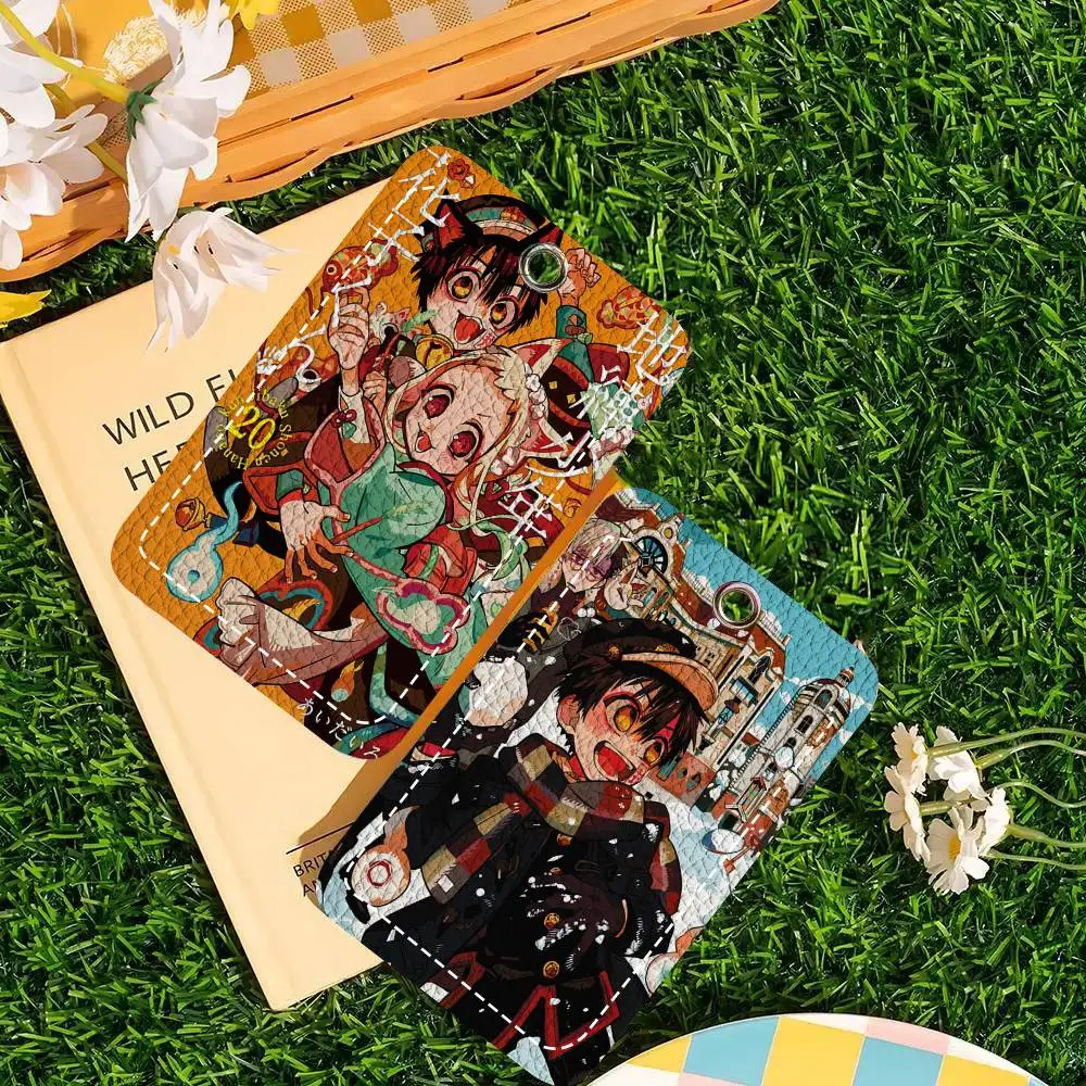 Anime Toilet B-Bound H-Hanako Kun Card Case Keychain Access Card Bag Key Tag Ring Leather Card Holder Key Ring Access