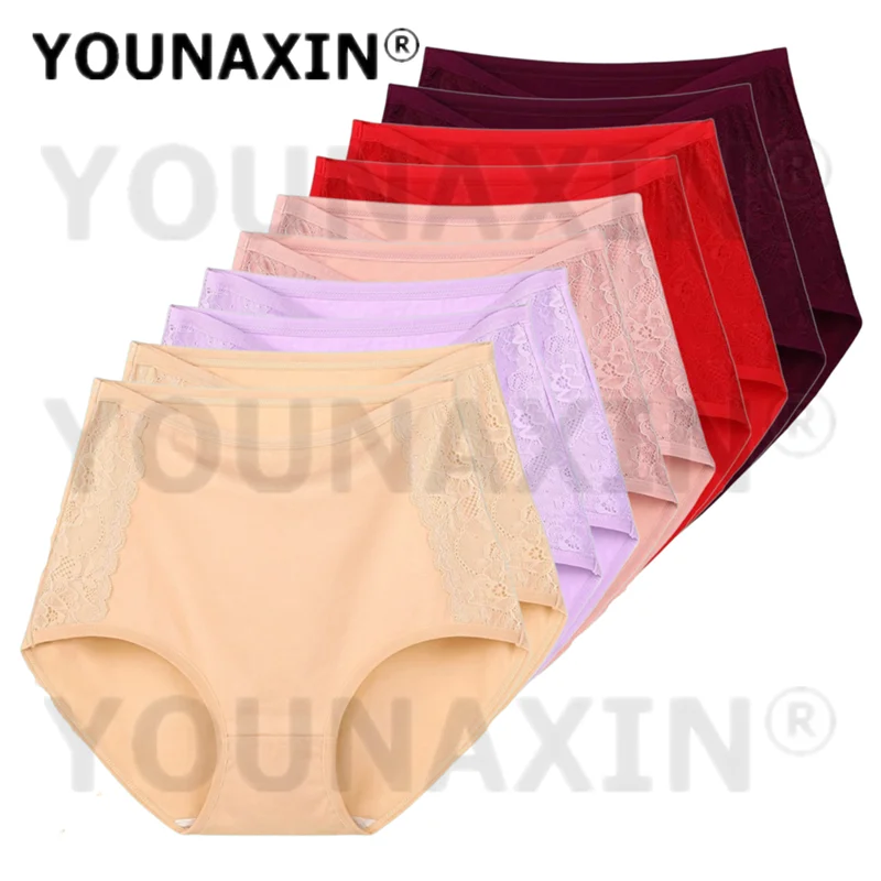 YOUNAXIN 10 Pieces Women's Underwear Abdominal Panties Middle-aged Briefs Plus Size XL-6XL Underpants Wholesale