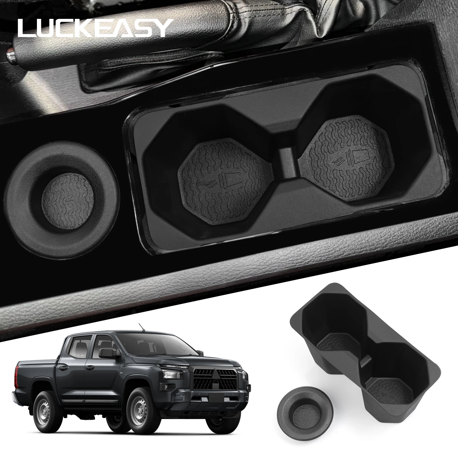 LUCKEASY für Mitsubishi Triton 2024 2025 Getränkehalter Mittelkonsole Wasserbecher-Halter TPE Getränkehalter Aufbewahrungsbox Zubehör