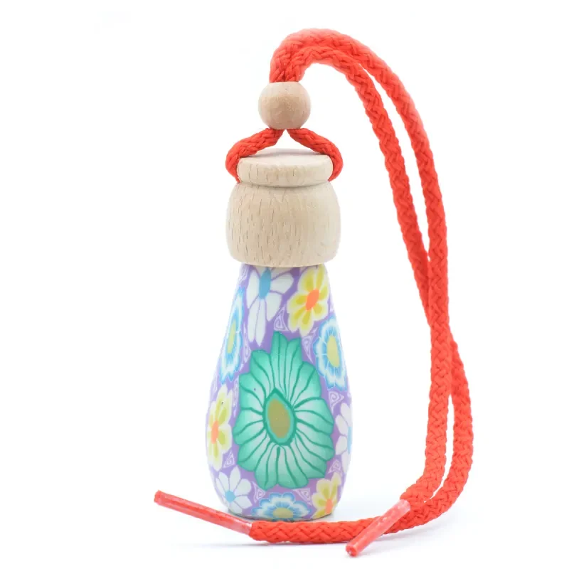 Camassia Frasco de Cristal Ambientador para Coche con Dibujo Floral | Fragancia Duradera