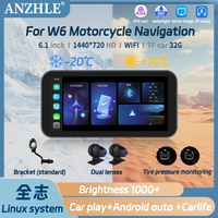 Portable 6.1 Inch W6 IP67 Waterproof Motorcycle GPS Navigation Wireless Carplay Android Auto DVR Drive Recorder Moto Monitor WIF