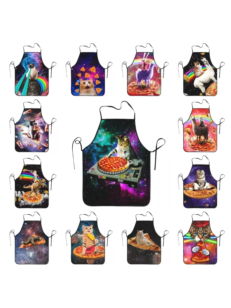 Space Dj chat Pizza tablier femmes hommes unisexe bavoir Cuisine Cuisine Tablier Cuisine Chef cuisson