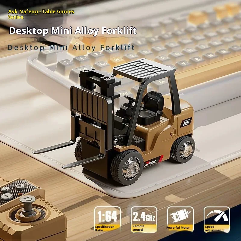 Mini RC Forklift Engineering Vehicle 1:64 Scale Alloy Mobile Phone Controlled Excavator Dumper Model RC Car Remote control car