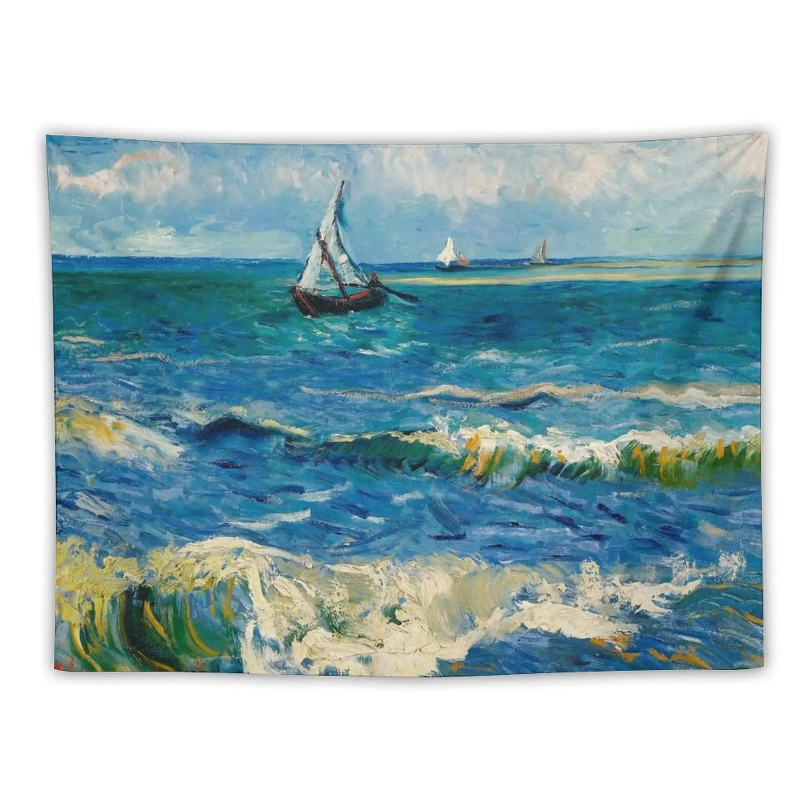 Seascape near Les Saintes-Maries-de-la-Mer by Vincent van Gogh Tapestry Room Decor Aesthetic Aesthetic Room Decoration Tapestry